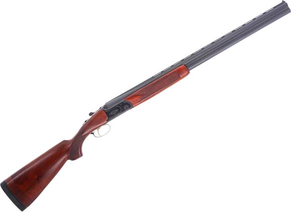 Picture of Used Sabatti Falcon Over-Under Shotgun, 12Ga, 2-3/4", 28" Barrel, Wood Stock, Gray Cerakote On Barrel, Engraved Receiver, Vented Rib, 15.5" LOP, Fixed IM, IC Chokes, Good Condition