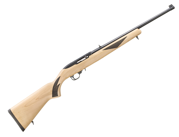 Picture of Ruger 10/22 Sporter 75th Anniversary Rimfire Semi-Auto Rifle - 22 LR, 18.50",  Satin Black Barrel, Natural Finish Hardwood with Black Checkeringk, Gold Bead Front & Adjustable Rear Sights, 10rds