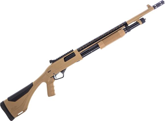 Picture of Used Winchester Extreme Defender Pump-Action Shotgun, 12Ga, 3", 18.5" Barrel, FDE, Synthetic Pistol Grip Stock, Ghost Ring Sights, Optic Rail, Heat Shield, Breacher Choke, Good Condition