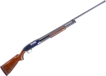 Picture of Used Winchester Model 12 Pump-Action Shotgun, 12Ga, 2-3/4", 30" Barrel, Wood Stock, Custom Stock Extensions, 13.25" LOP, Reblued & Refinished, Fixed Full Choke, Good Condition