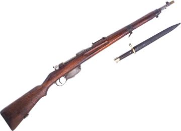 Picture of Used Budapest M95/30 Straight-Pull Carbine, 8x56R, 20" Barrel, Full Military Wood Stock, Bayonet, Visible Numbers Matching, 1 Clip, Surface Rust & Cosmoline, Poor Condition