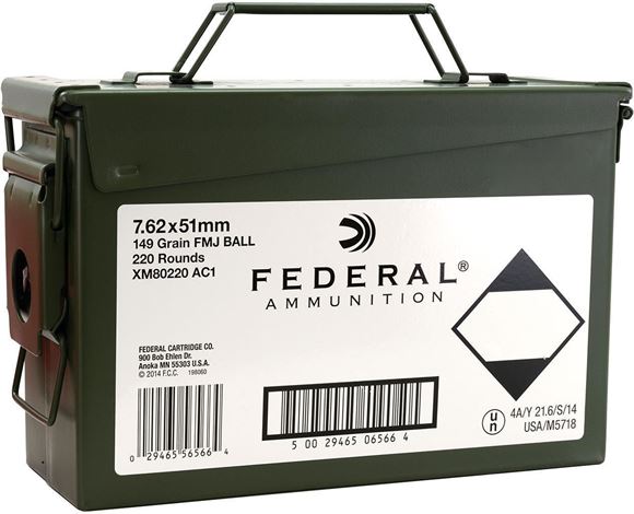 Picture of Federal, American Eagle Rifle Ammo - 7.62x51mm NATO, 149Gr, Full Metal Jacket Ball, 220 rds Loose In Ammo Can