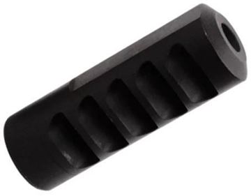 Picture of Salmon River Solutions (SRS) - SS Pro 5 Muzzle Brake, 6.5mm, 5/8-24, 1.200" Nut, Self Timing Black