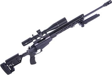 Picture of Used Tikka Tac A1 Bolt-Action Rifle, 6.5 Creedmoor, 24" Barrel, Blued, Folding Stock, Mlok Forend, Vortex Viper PST 3-15x44, Magpul Bipod, Black Neoprene Sling, Muzzle Brake, 1 Magazine, Good Condition