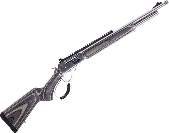 Picture of Rossi R95 Lever Action Rifle - 45-70 GOVT, 18", Stainless Steel, 5/8-24 Threaded, Bear Engraving, Laminted Wood Stock, Peep Sights And Picatinny Rail, Adjustable Buckhorn Rear Sights, 5rds