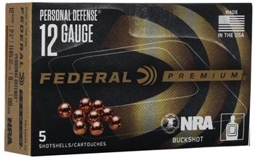 Picture of Federal Premium Personal Defense NRA Shotgun Ammo - 12Ga, 2-3/4", 9 Pellets 00 Buck, Copper-Plated, 1145fps, 5rds Box