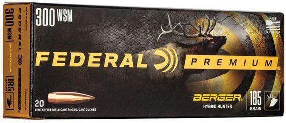 Picture of Federal P300WSMBCH1 Premium Berger Hybrid Hunter Rifle Ammo, 300 WSM 185 Grains, 2950fps, 20, Boxed