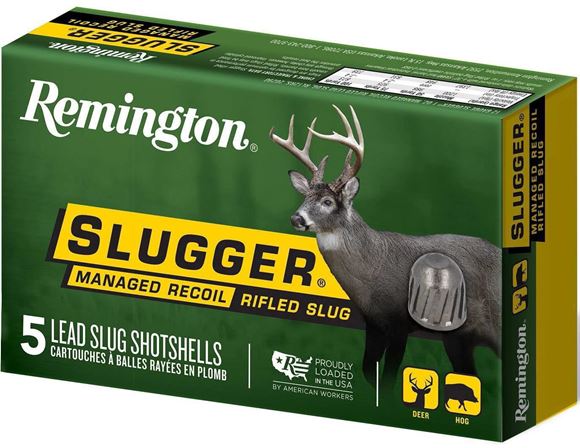 Picture of Remington Slugs, Slugger Managed-Recoil Rifled Slugs Shotgun Ammo - 12Ga, 2-3/4", 3 DE, 1oz, RS, 5rds Box, 1200fps