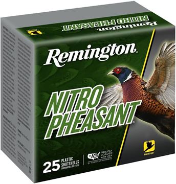 Picture of Remington Upland Loads, Nitro Pheasant Loads Shotgun Ammo - 12Ga, 2-3/4", MAX DE, 1-1/4oz, #6, Copper Plated, 25rds Box, 1400fps