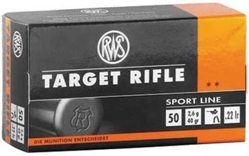 Picture of RWS Rottweil Sport Line Sports Rimfire Ammo - Target Rifle, 22 LR, 40Gr, Solid, 50rds Box