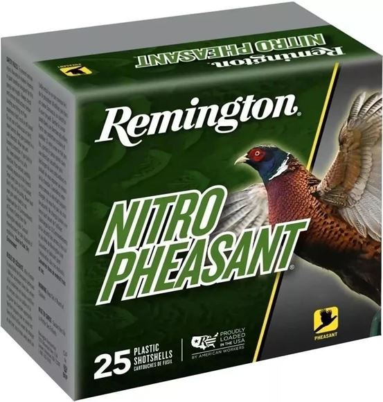 Picture of Remington Upland Loads, Nitro Pheasant Load Shotgun Ammo - 20Ga, 3", MAX DE, 1-1/4oz, #6, Copper-Plated, 25rds Box, 1185fps