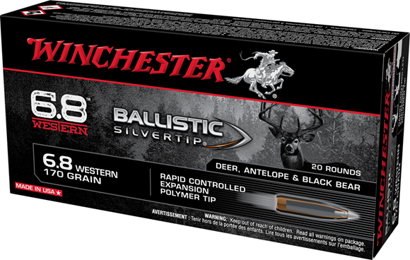 Picture of Winchester Ballistic Silvertip Rifle Ammo - 6.8 Western, 170Gr, Rapid Controlled Expansion Polymer Tip, 20rds Box