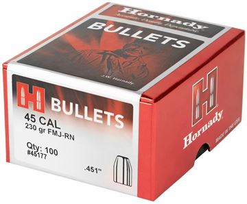 Picture of Hornady 45177 Pistol Bullets 45 .451 230Gr FMJ RN ENC 100Rnd