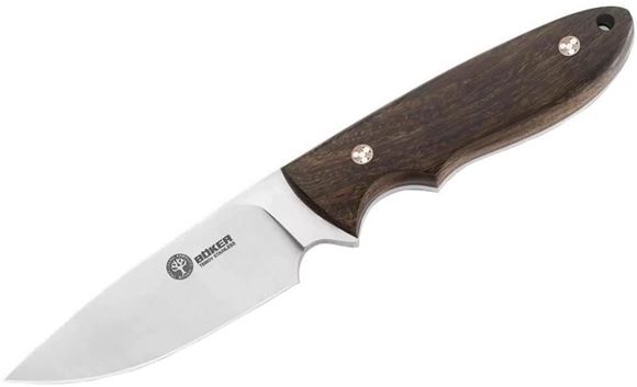 Picture of Boker Arbolito Fixed Blade Knives - Pine Creek Wood Fixed Blade Knife, 3.6", T6MoV Steel, Guayacan Wood Handle, w/Leather Sheath, 4.5 oz