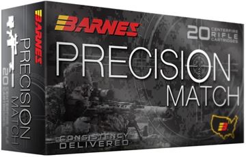 Picture of Barnes 30728 Precision Match Rifle Ammo 338 Lapua Mag 300Gr. TM BT Box of 20