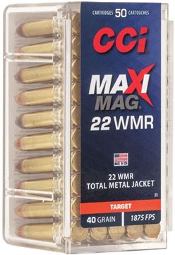 Picture of CCI 0023 Maxi Mag Rimfire Rifle Ammo 22 WIN MAG, TMJ, 40 Grains 1875 fps, 50 Rounds, Boxed