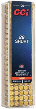 Picture of CCI 0027 Short HV Rimfire Ammo 22 SHORT, CPRN, 29 Grains, 1080 fps 100 Rounds, Boxed