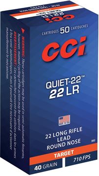 Picture of CCI Low Noise/Training/Speciality Rimfire Ammo - Quiet-22, 22 LR, 40Gr, LRN, 50rds Box, 710fps