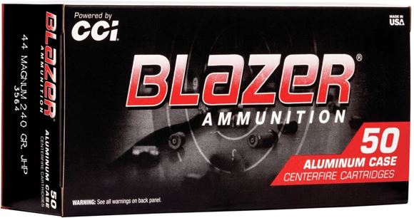 Picture of CCI 3564 Blazer Centerfire Pistol Ammo 44 Mag 240Gr 50Rnd JHP Blazer