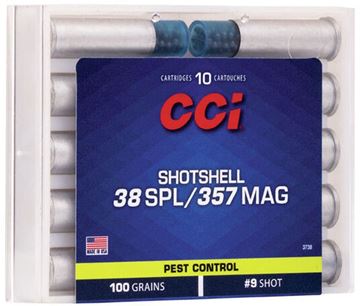 Picture of CCI 3738 Centerfire Pistol Shotshell 38 SPL, 9 Shot, 100 Gr 1000 fps 10 Rnd Boxed