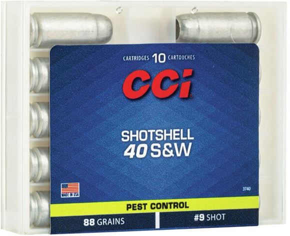 Picture of CCI 3740 Centerfire Pistol Shotshell 40 S&W, 9 Shot, 88 Gr 1250 fps, 10 Rnd, Boxed