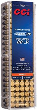 Picture of CCI 934CC SV Target Rimfire Ammo 22 LR, LRN, Blue Polycoat, 40 Gr, 100 Rnd, Boxed