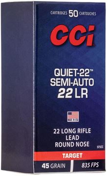 Picture of CCI Target Rimfire Ammo - Quiet-22 Semi-Auto, 22 LR, 45Gr, LRN, 50rds Box, 835fps