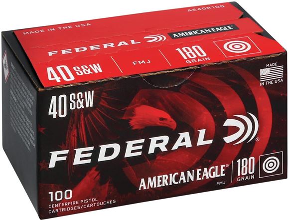 Picture of Federal AE40R100 American Eagle Pistol Ammo 40 S&W 180Gr 100Rnd FMJ