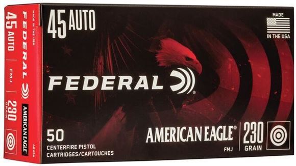 Picture of Federal AE45A American Eagle Pistol Ammo 45 ACP 230Gr 50Rnd FMJ