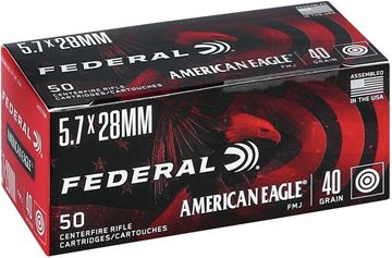 Picture of Federal American Eagle Rifle Ammo - 5.7x28mm, 40Gr, FMJ, 50rds Box, 2250fps