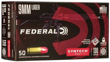 Picture of Federal AE9SJPC1 American Eagle Syntech PCC, 9mm Luger, 130 Grain Total Synthetic Jacket, Pistol Caliber Carbine, 50 Rounds Per Box