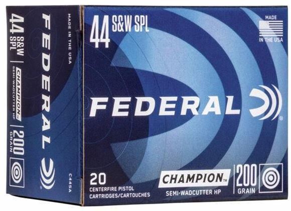 Picture of Federal C44SA Champion Target Pistol Ammo 44 SPL, SWCHP, 200 Gr 870 fps, 20 Rnd, Boxed