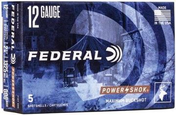 Picture of Federal F127 000 Power-Shok Shotgun Ammo 12 GA, 2-3/4 in, 000B, 8 Pellets, 1325 fps, 5 Rounds, Boxed