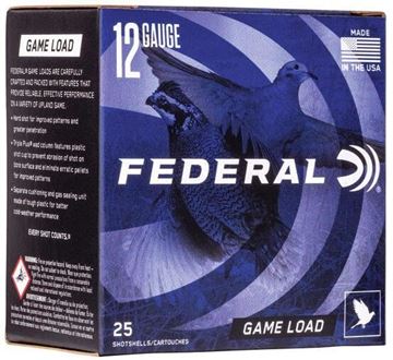 Picture of Federal H121 6 Game-Shok Upland - Game Shotshell 12 GA, 2-3/4 in, No. 6, 1oz, 3-1/4 Dr, 1290 fps, 25 Rnd per Box