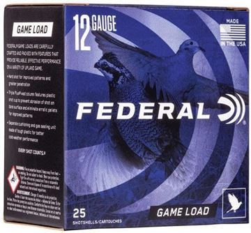 Picture of Federal H121 8 Game-Shok Upland - Game Shotshell 12 GA, 2-3/4 in, No. 8, 1oz, 3-1/4 Dr, 1290 fps, 25 Rnd per Box