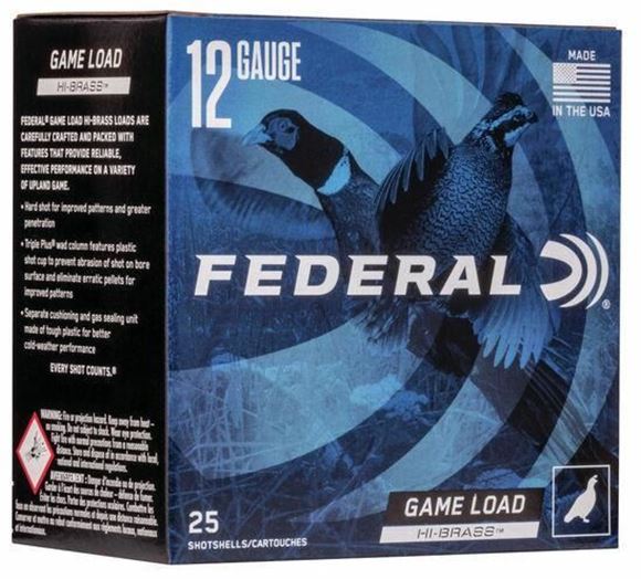 Picture of Federal H126 5 Game-Shok Upland - Hi-Brass Shotshell 12 GA, 2-3/4 in No. 5, 1-1/4oz, 3.69 Dr, 1330 fps, 25 Rnd per Box