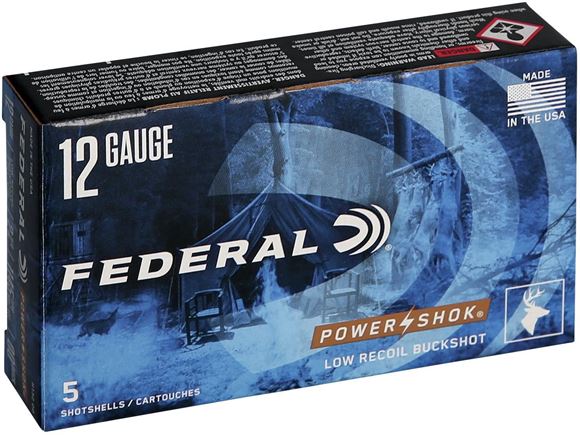 Picture of Federal H132 00 Power-Shok Shotgun Ammo 12 GA, 2-3/4 in, 00B, 9 Pellets, 1140 fps, 5 Rounds, Boxed