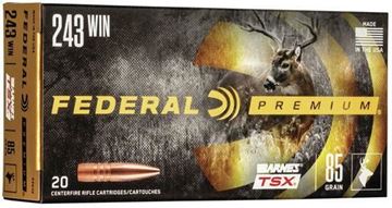 Picture of Federal P243K Premium Barnes TSX Rifle Ammo, .243, 85 Grain Barnes TSX, 20 Rounds Per Box