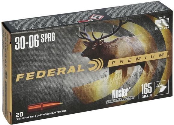 Picture of Federal Premium Vital-Shok Rifle Ammo - 30-06 Sprg, 165Gr, Nosler Partition, 20rds Box, 2830fps