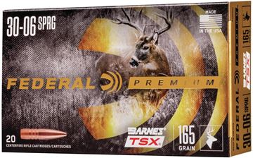 Picture of Federal P3006AF Premium Barnes TSX Rifle Ammo, 30-06, 165 Grain, 20 Rounds Per Box