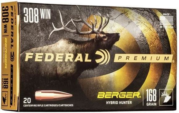 Picture of Federal Premium Rifle Ammo - 308 Win, 168Gr, Berger Hybrid Hunter, 20rds Box