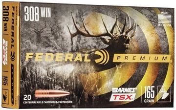 Picture of Federal P308H Premium Barnes TSX Rifle Ammo, .308, 165 Grain, 20 Rounds Per Box