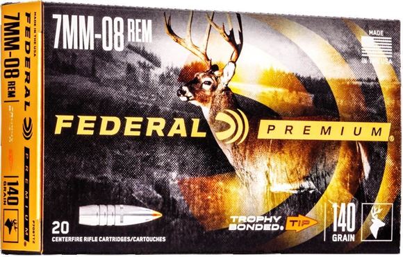 Picture of Federal P708TT2 Premium Vital-Shok Rifle Ammo 7MM-08 REM, Trophy Bonded Tip, 140 Grains, 2800 fps, 20, Boxed