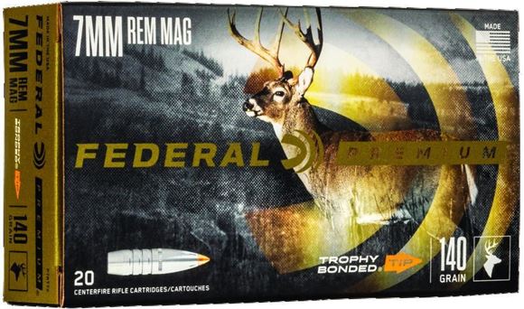 Picture of Federal P7RTT2 Premium Vital-Shok Rifle Ammo 7MM REM MAG, Trophy Bonded Tip, 140 Grains, 3150 fps, 20, Boxed