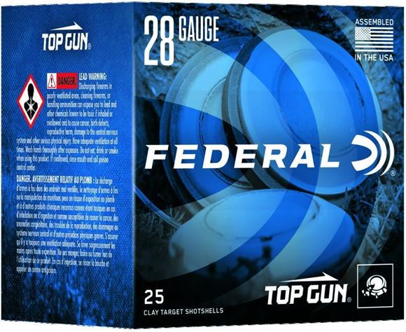 Picture of Federal TGS2821 8 Top Gun Shotshell 28 Gauge, 2-3/4", 3/4oz, 1,330 Feet Per Second #8, 25 Rounds Per Box