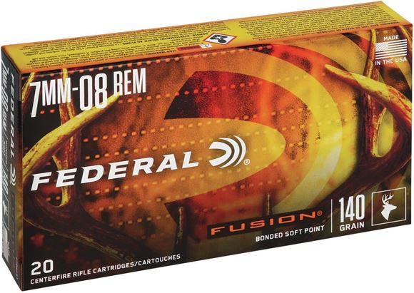 Picture of Federal Fusion Rifle Ammo - 7mm-08 Rem, 140Gr, Fusion, 20rds Box