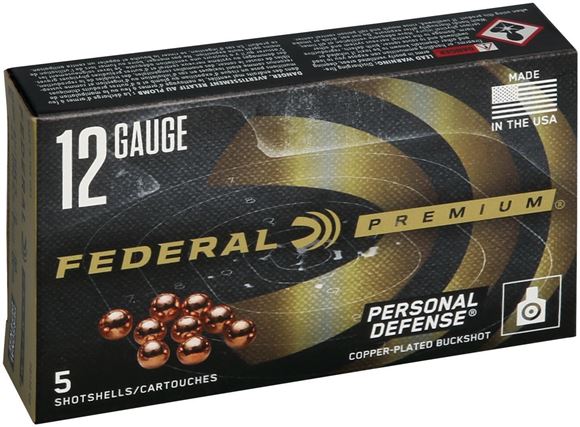 Picture of Federal PD132 00 Premium Personal Defense Shotgun Ammo 12 GA, 2-3/4 in, 00B, 9 Pellets, 1145 fps, 5 Rounds, Boxed