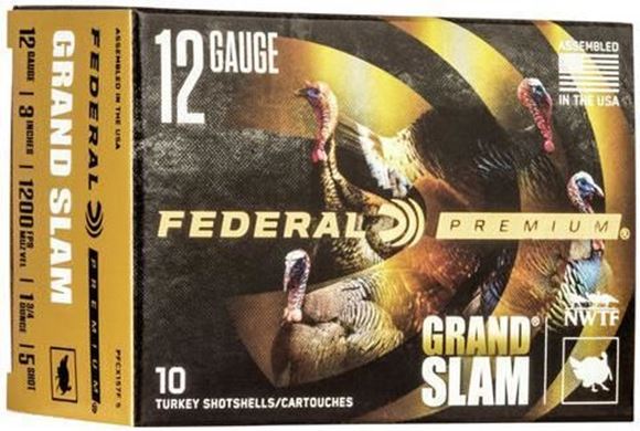 Picture of Federal PFCX157F 5 Grandslam Turkey Shotshell w/ Flight Control Flex Wad 12 GA 3" 4DE 1-3/4"oz 5 10 Rnd per Box