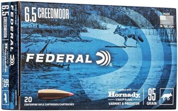 Picture of Federal Rifle Ammo - 6.5 Creedmoor, 95gr Hornady V-Max Bullet, 20rds Box