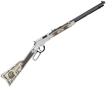 Picture of Henry H004AE Lever Action Rifle 22 LR American Eagle Ivory/Walnut Engraved, Silver Receiver 20" 16+1